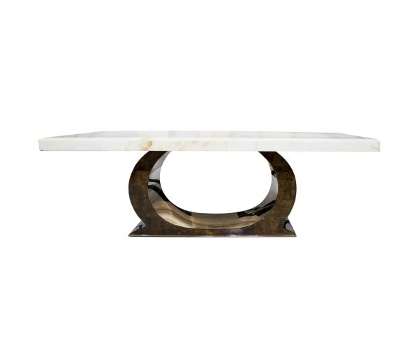 ONYX DINING TABLE WITH WOODEN BASE (8 SEATER) - Image 3