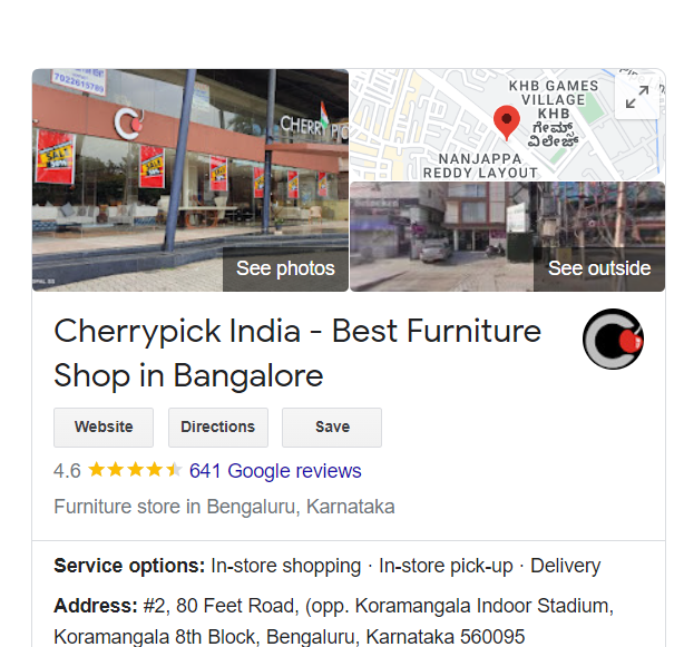 cherry pick furniture google map listings