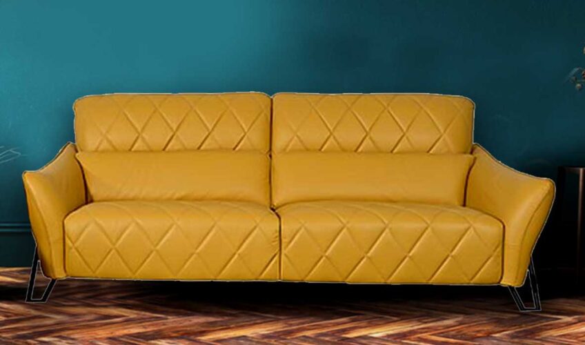 Luxurious Leather Sofa Set, Yellow Leather Furniture