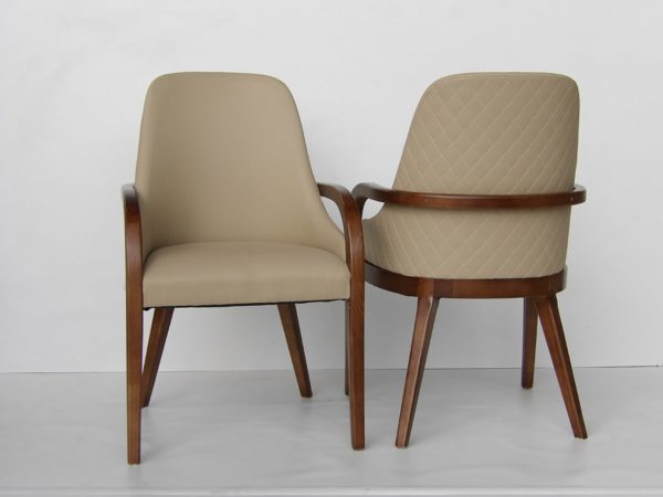 Beige ART Leather Dining Chairs
