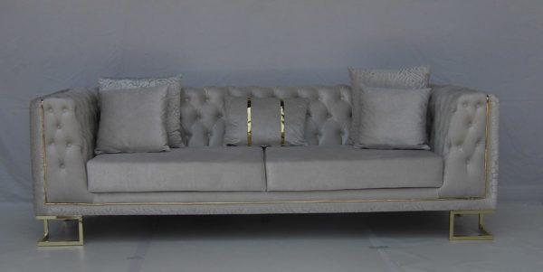 LIVA 3 Seater White Color Fabric Sofa