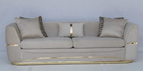3 Seater Off White Color Fabric Sofa