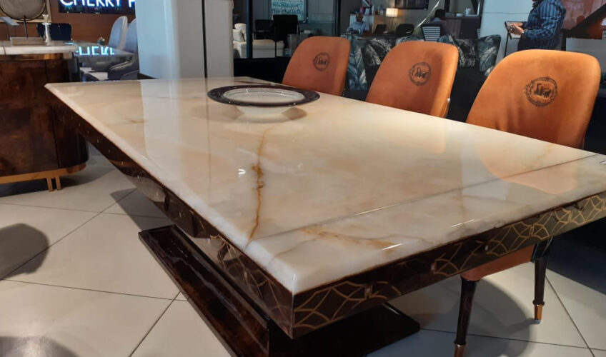 designer dining table marble-top