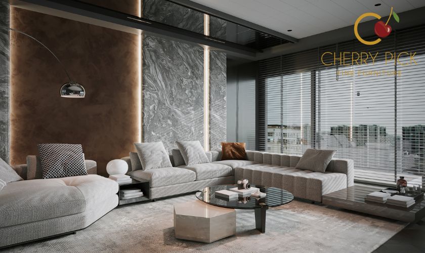 premium leather sofa close-up showing stitching and texture