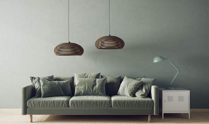 Sofa cum daybed styling ideas India — fabric daybed in grey and warm white for compact living room