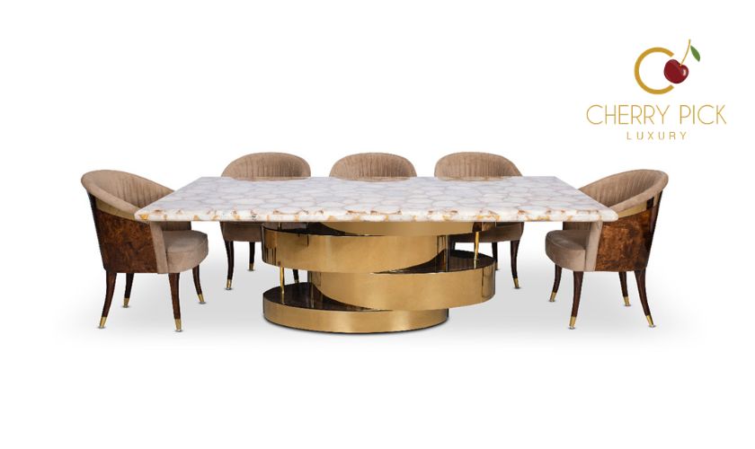 European furniture Bangalore — imported marble top 8-seater dining table with premium dining chairs