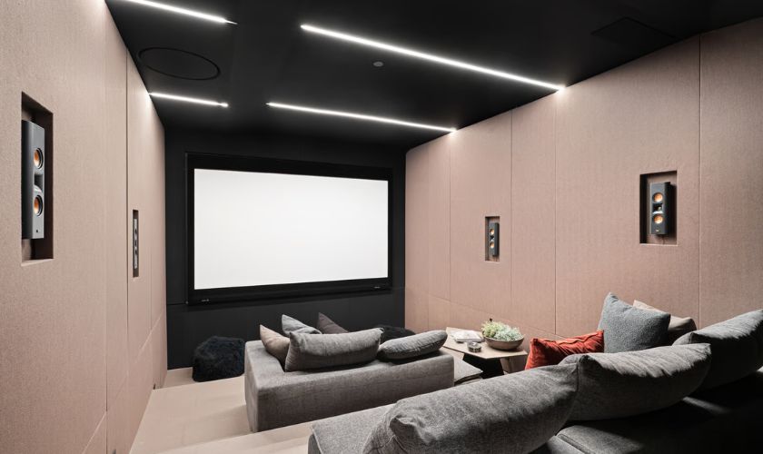 Home theatre furniture Bangalore — single recliner with built-in cup holder and USB charging for apartment media corner