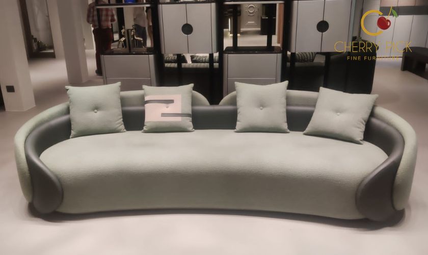 Leatherette vs leather sofa India — side by side surface comparison of PU leatherette and genuine leather upholstery