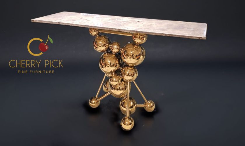 Entryway console table Bangalore — marble top console with shoe storage bench and wall art for Bangalore apartment foyer