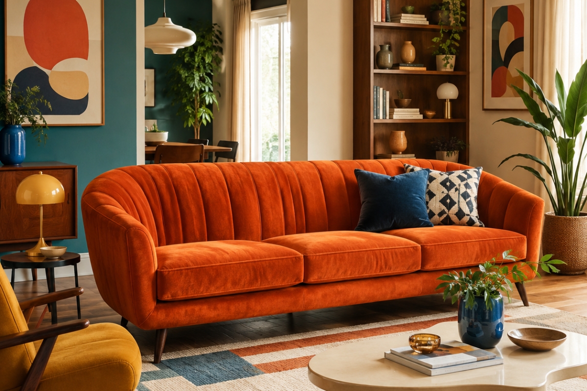Catalog numbers and fabric codes recorded on a sofa specification label