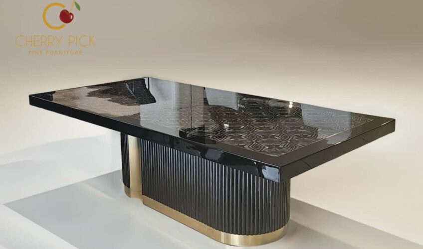 Dining table things arranged on a marble top including placemats coasters and trivets